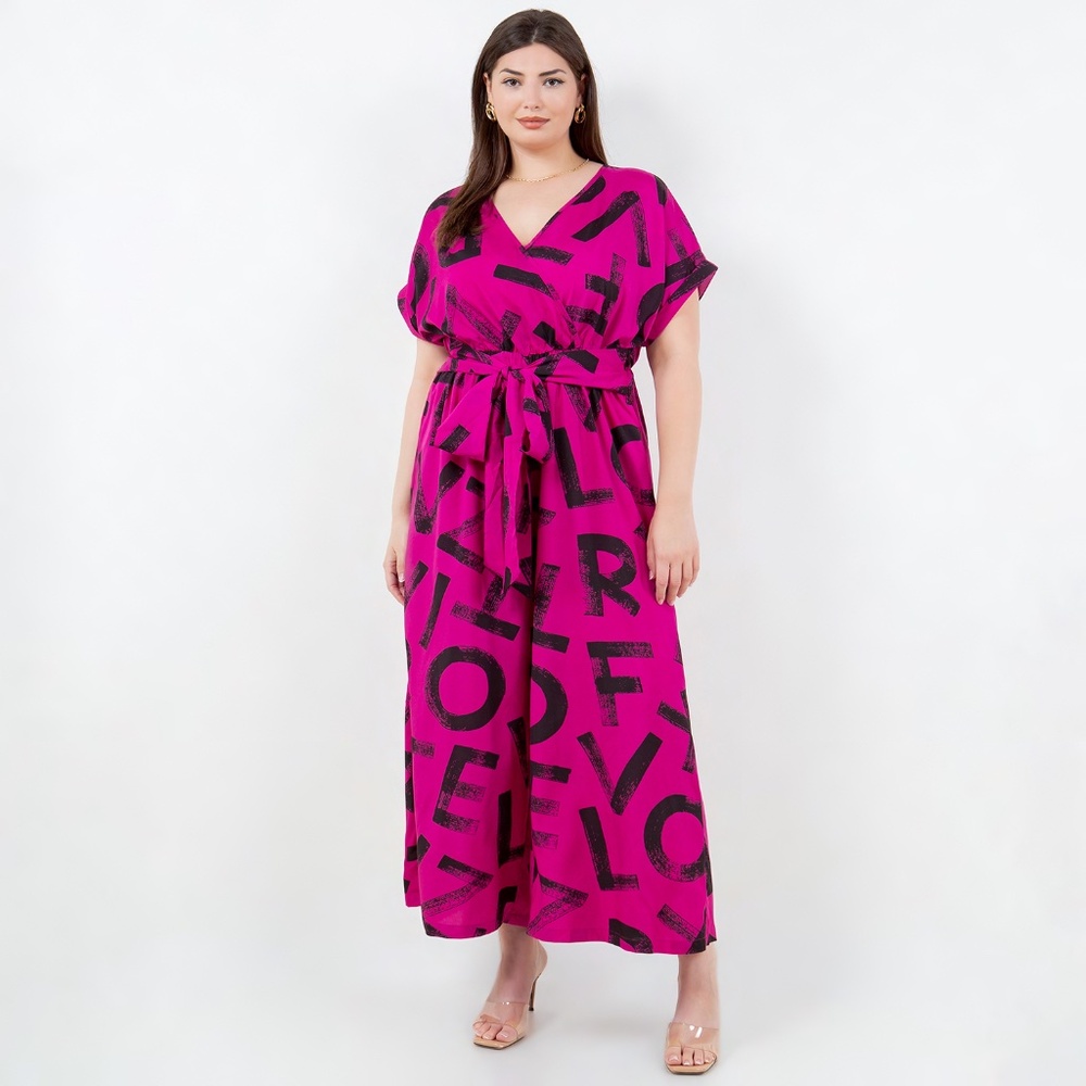 B-105-3，Print jumpsuit Plus Size ，Curve Size，Brand new，
